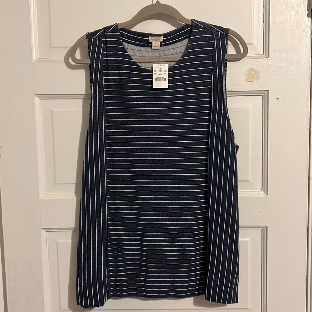 J. Crew navy blue striped sleeveless top